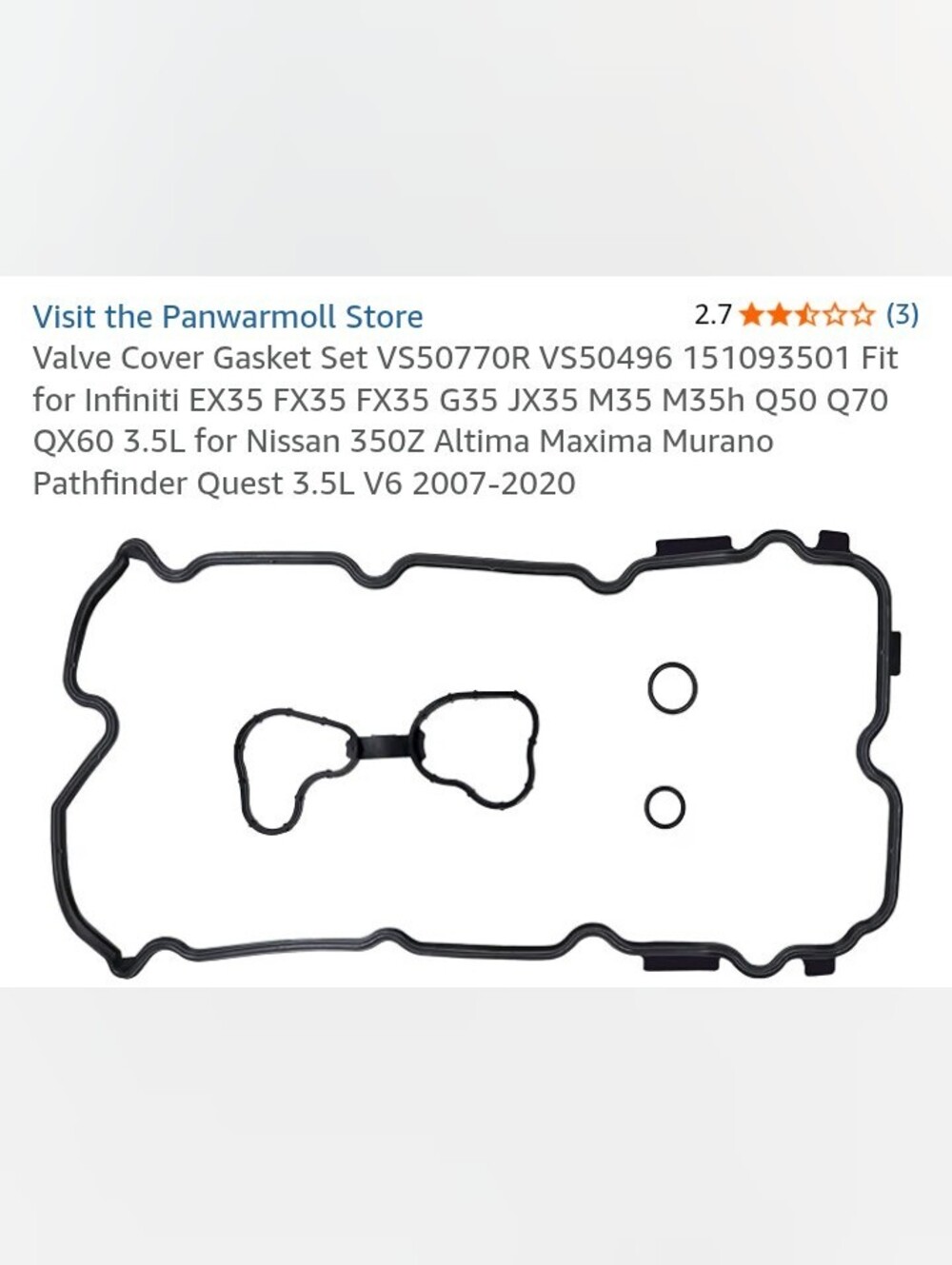 Valve Cover Gasket Set For A Nissan